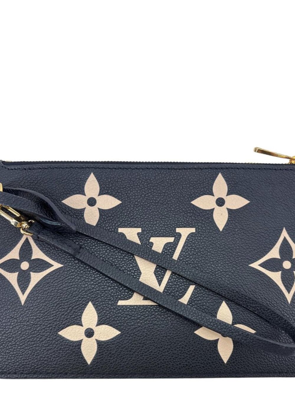 Louis Vuitton Monogram Empreinte Leather Bicolor Wristlet Black